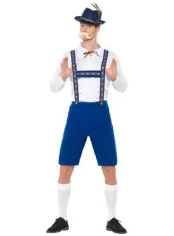 Bayer Oktoberfest Lederhose Kostüm Blau Für Herren -Cosplay Kleidung bayer oktoberfest lederhose kostum blau fur herren 1