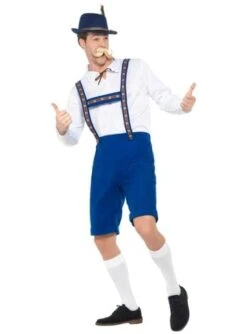 Bayer Oktoberfest Lederhose Kostüm Blau Für Herren -Cosplay Kleidung bayer oktoberfest lederhose kostum blau fur herren 3