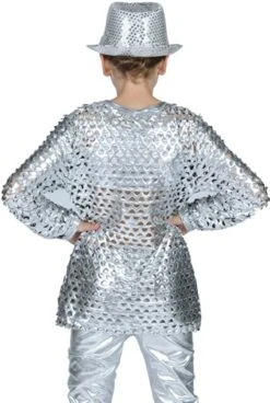 Disco-Bluse Silber Stretch -Cosplay Kleidung ka1319 2