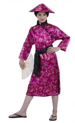 Japanerin (Cerise) 2-tlg Kleid, Gürtel