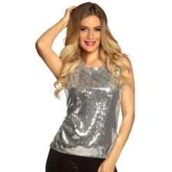 Top Pailletten Silber