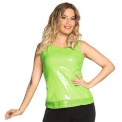 Top Pailletten Neon Grün