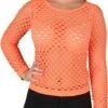 Shirt Langarm Löcher Neon Orange