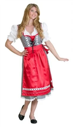 Dirndl Anna Oktoberfest Schwarz/rot (Kleid,Schürze)