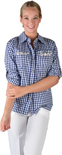 Trachtenbluse Blau/weiß