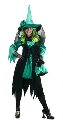 Hexe Cynthia Halloween 2 Tlg (Kleid/Weste)
