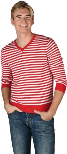 Ringelpulli Strick Rot/weiß