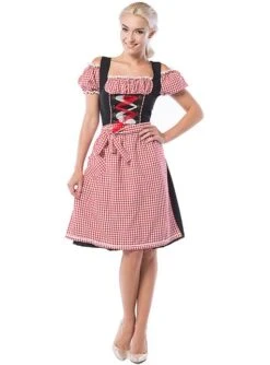 Oktoberfest Dirndl Für Damen Große Größe Schwarz Und Rot
